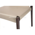 Khaki saddle leather armless dining chairs